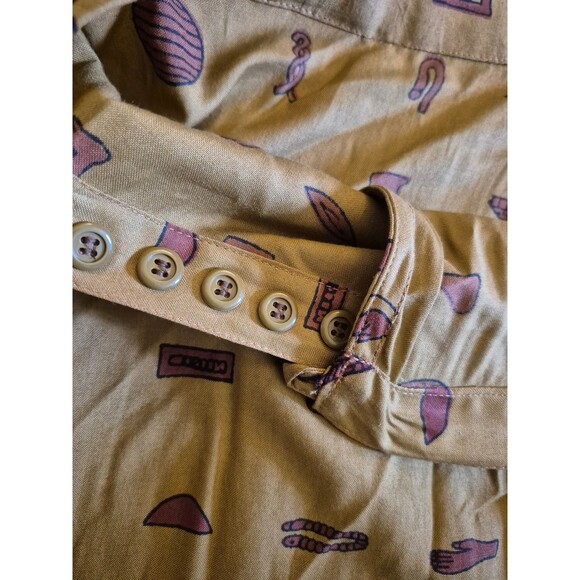 AS•HRO Vintage 90s Y2K Egyptian Charm Wrap Hieroglyphics Graphic Skirt Tan Sz M - Picture 7 of 7